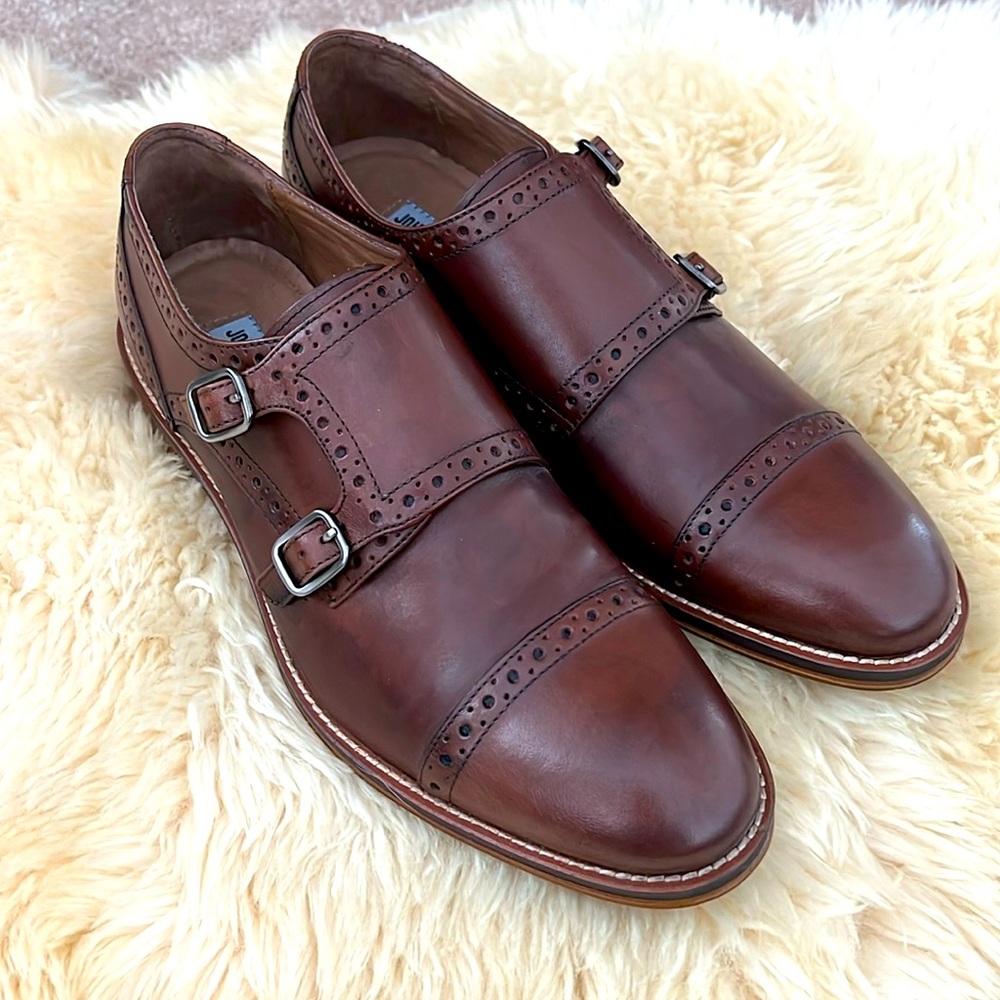 Johnston & Murphy Connor Capo double monk mahogany calfskin size 9M, NIB